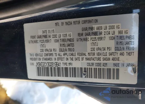 2016 Mazda Cx-5 Touring from USA, damaged, VIN JM3KE2CY3G0619541